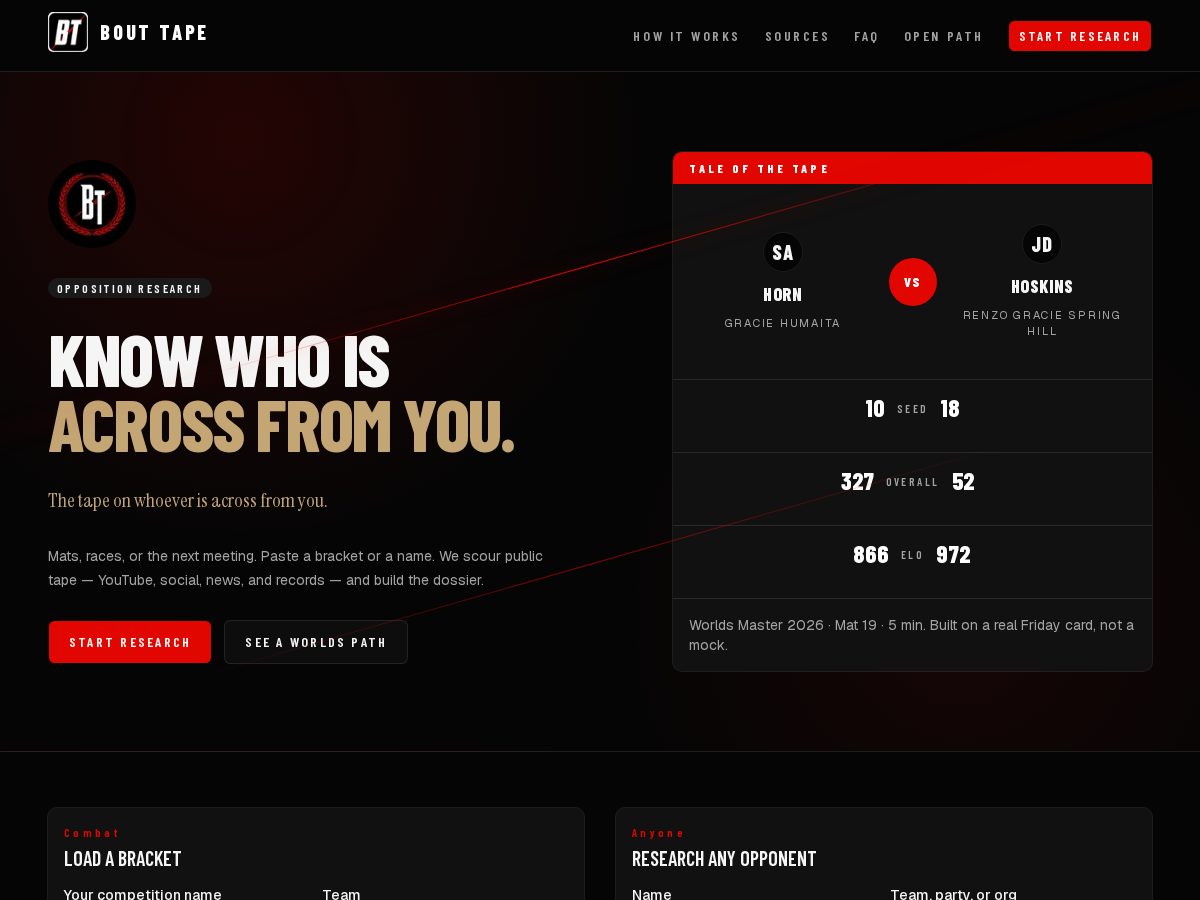 Landing-page snapshot of bouttape.com