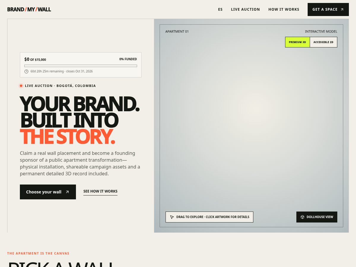 Landing-page snapshot of brandmywall.online