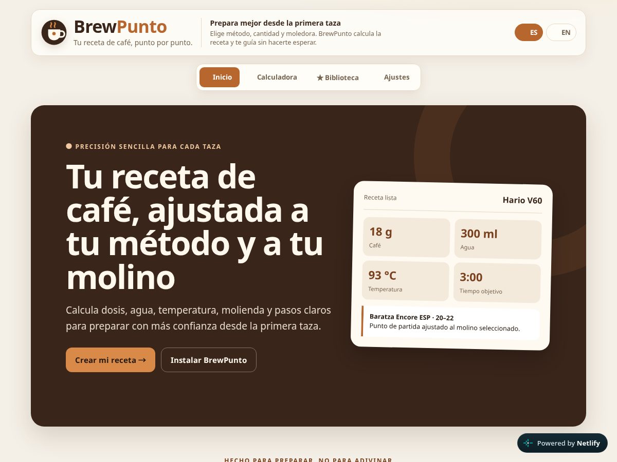 Landing-page snapshot of brewpunto.com