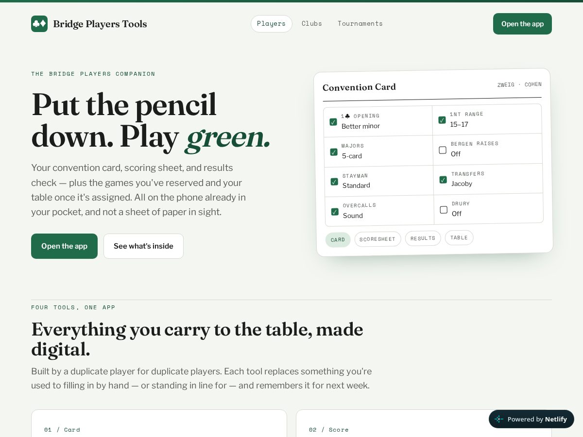 Landing-page snapshot of bridgeplayerstools.com