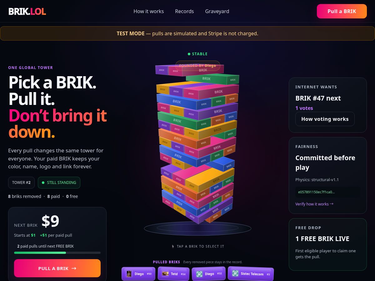 Landing-page snapshot of brik.lol