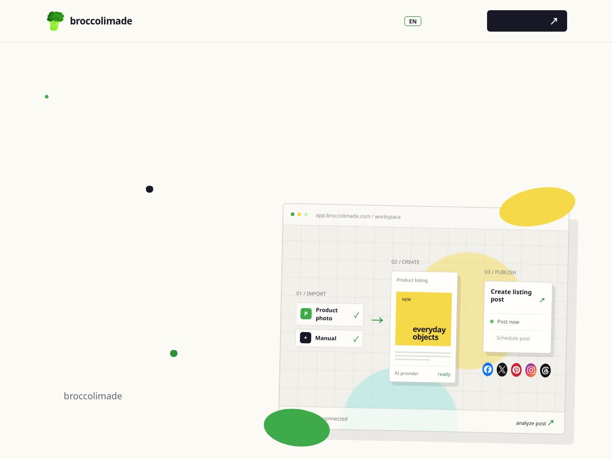 Landing-page snapshot of broccolimade.com