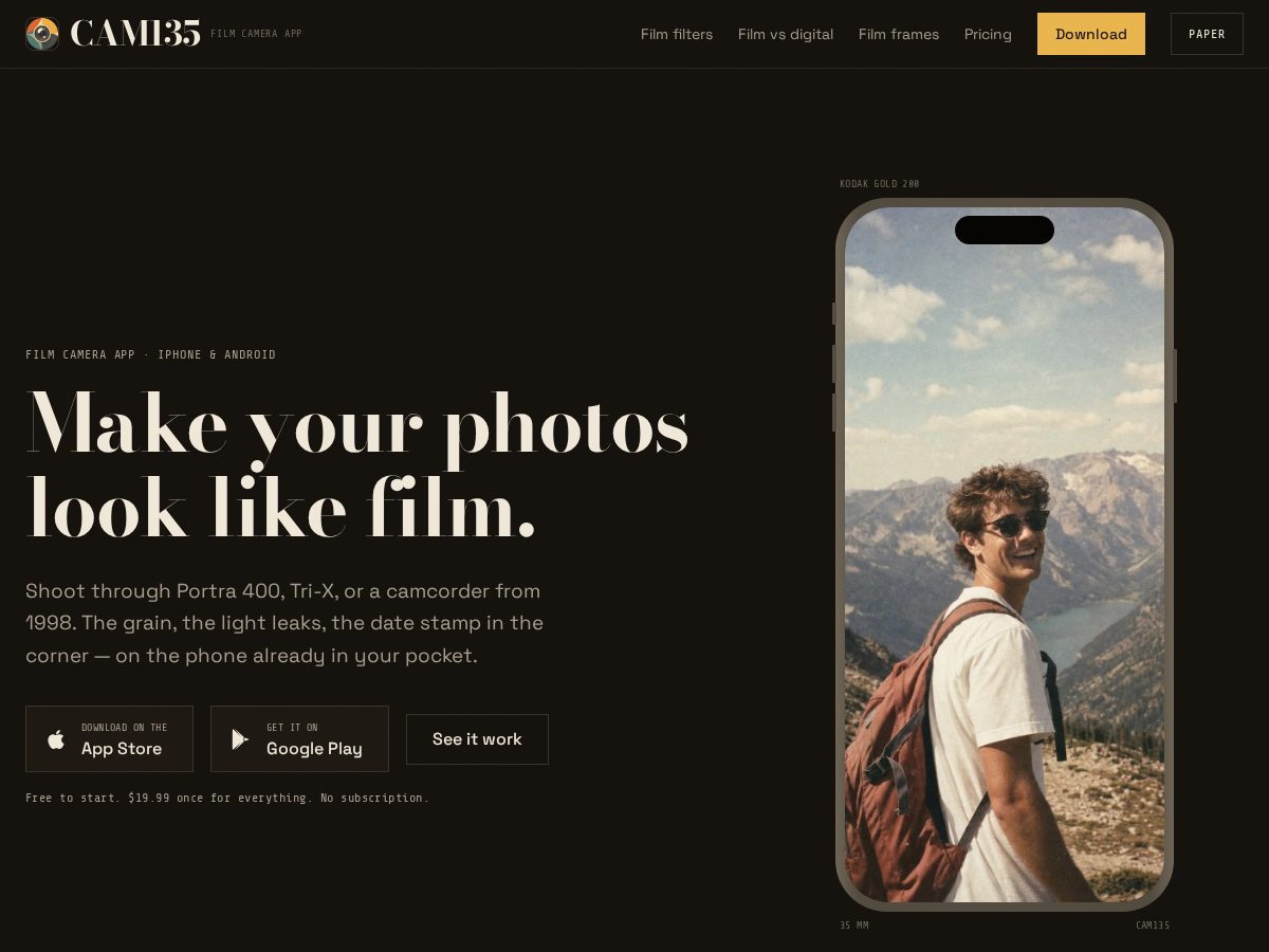 Landing-page snapshot of cam135.com