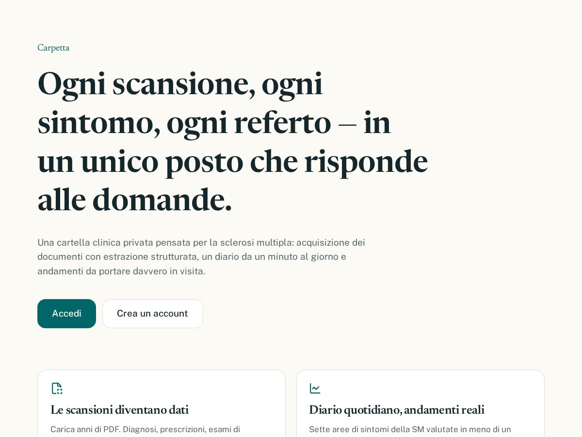 Landing-page snapshot of carpetta.app