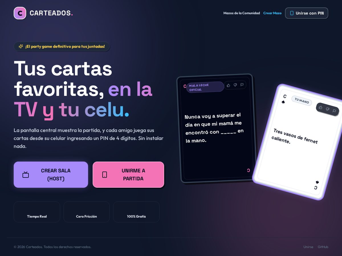 Landing-page snapshot of carteados.com