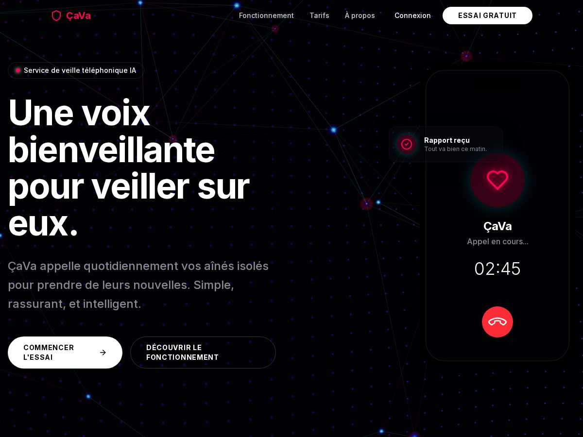 Landing-page snapshot of cavacall.com