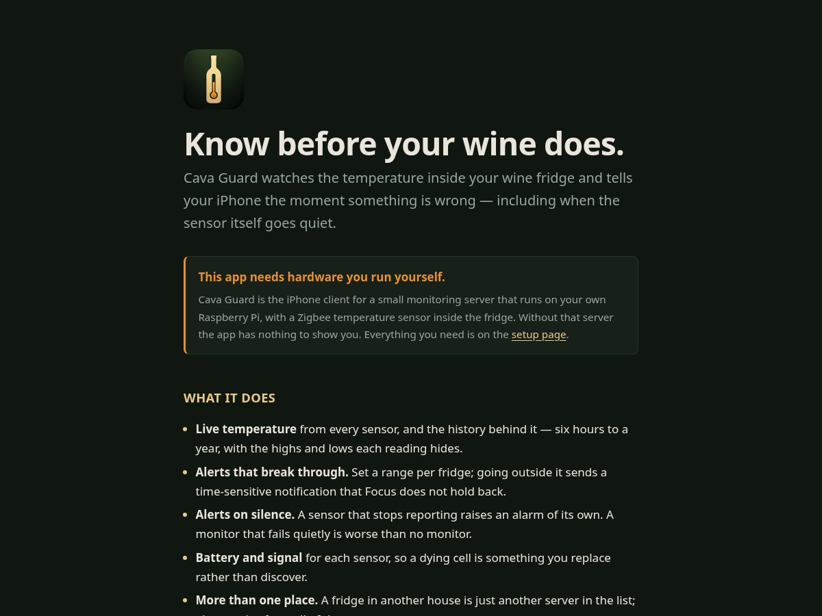 Landing-page snapshot of cavaguard.com