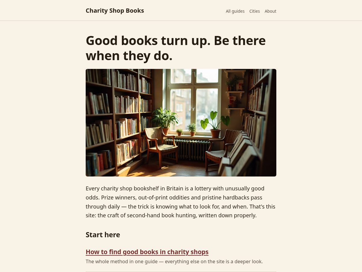 Landing-page snapshot of charityshopbooks.com