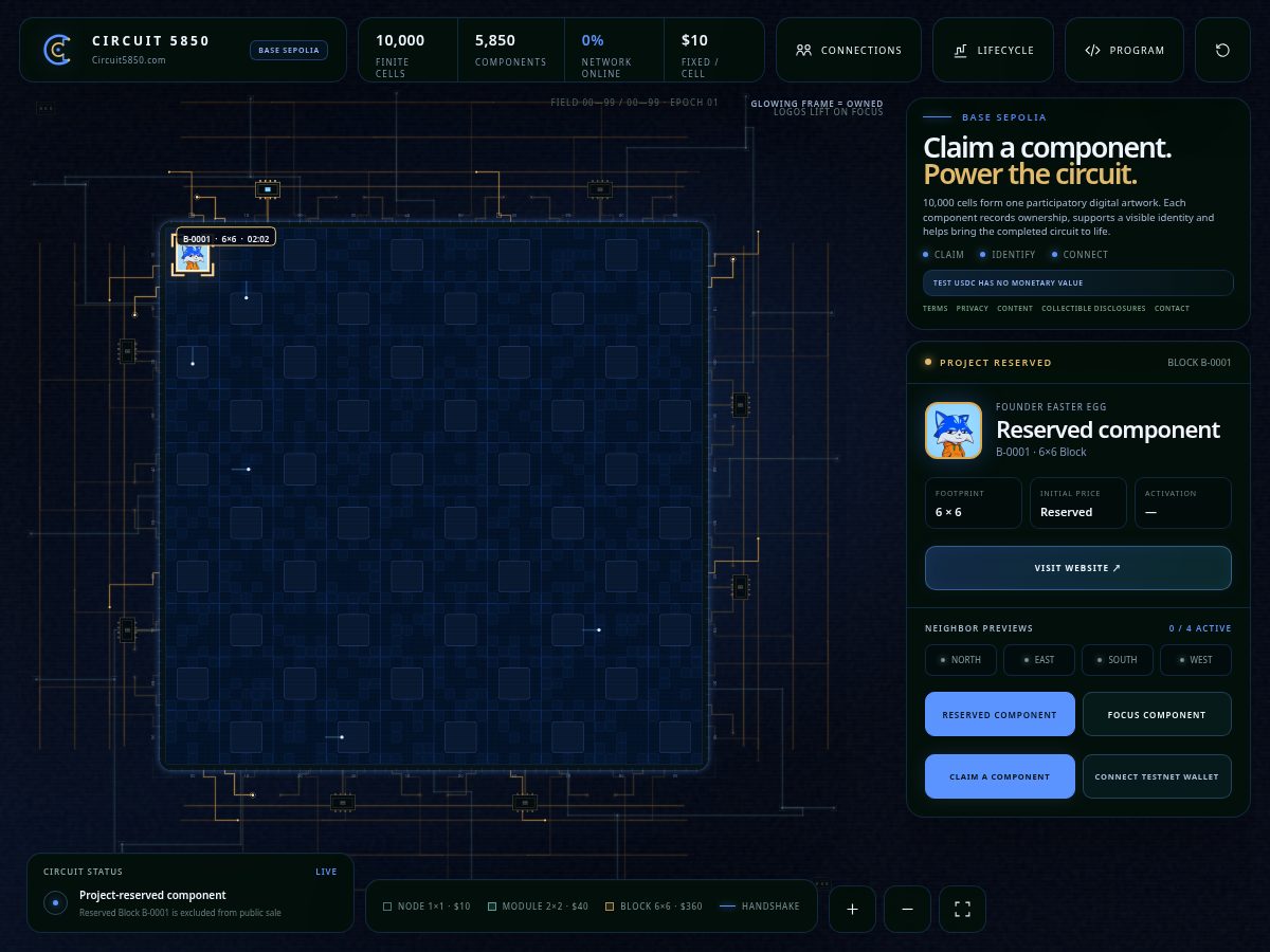 Landing-page snapshot of circuit5850.com