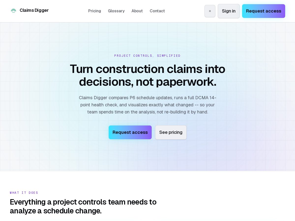 Landing-page snapshot of claimsdigger.com