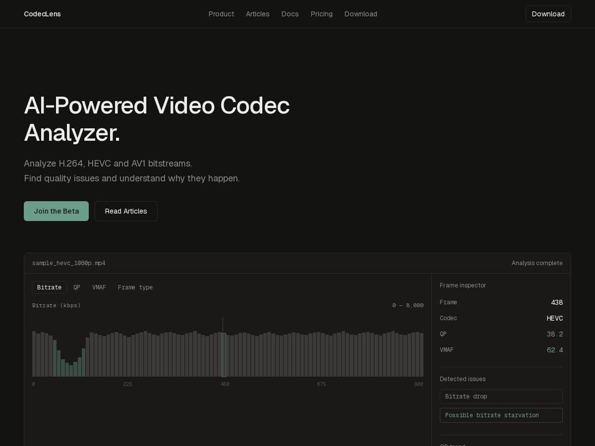 Landing-page snapshot of codeclens.com
