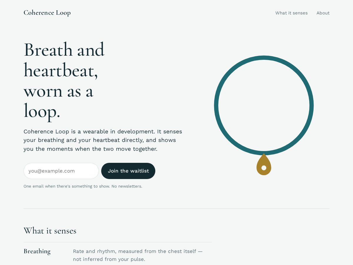 Landing-page snapshot of coherenceloop.com