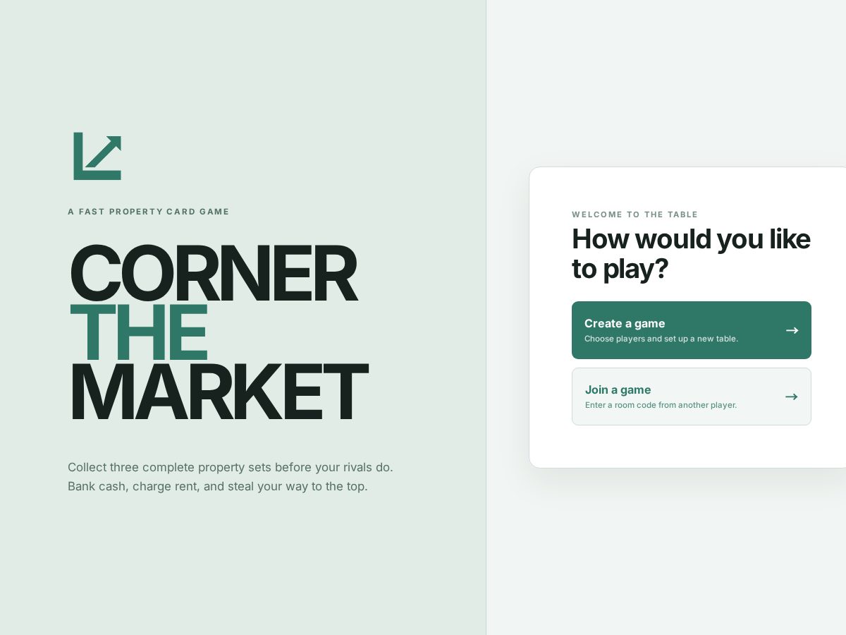 Landing-page snapshot of corner-the-market.com