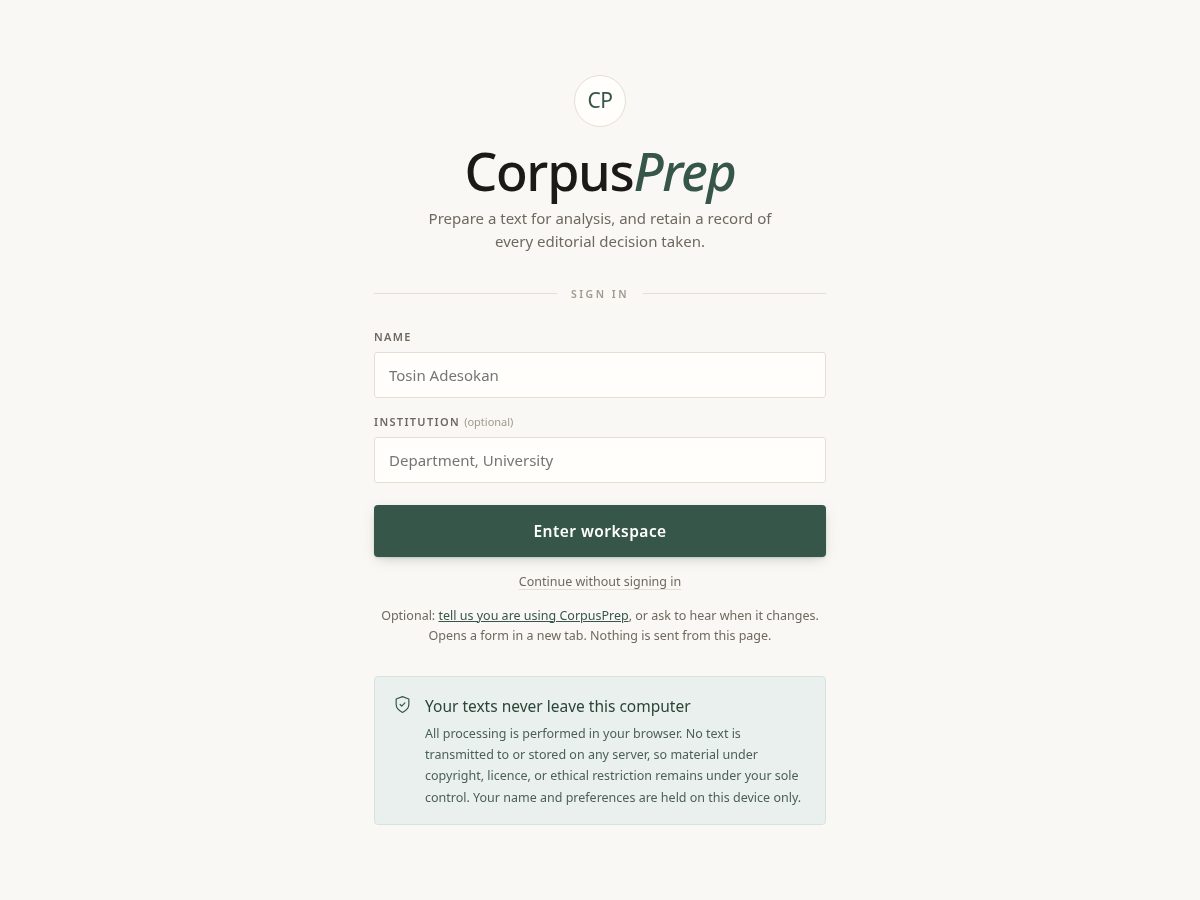 Landing-page snapshot of corpusprep.org