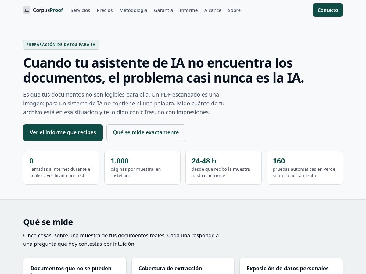 Landing-page snapshot of corpusproof.com