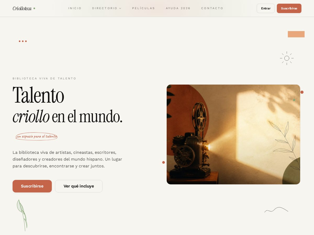 Landing-page snapshot of criolloteca.com