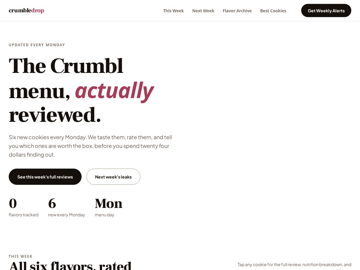 Landing-page snapshot of crumbledrop.com