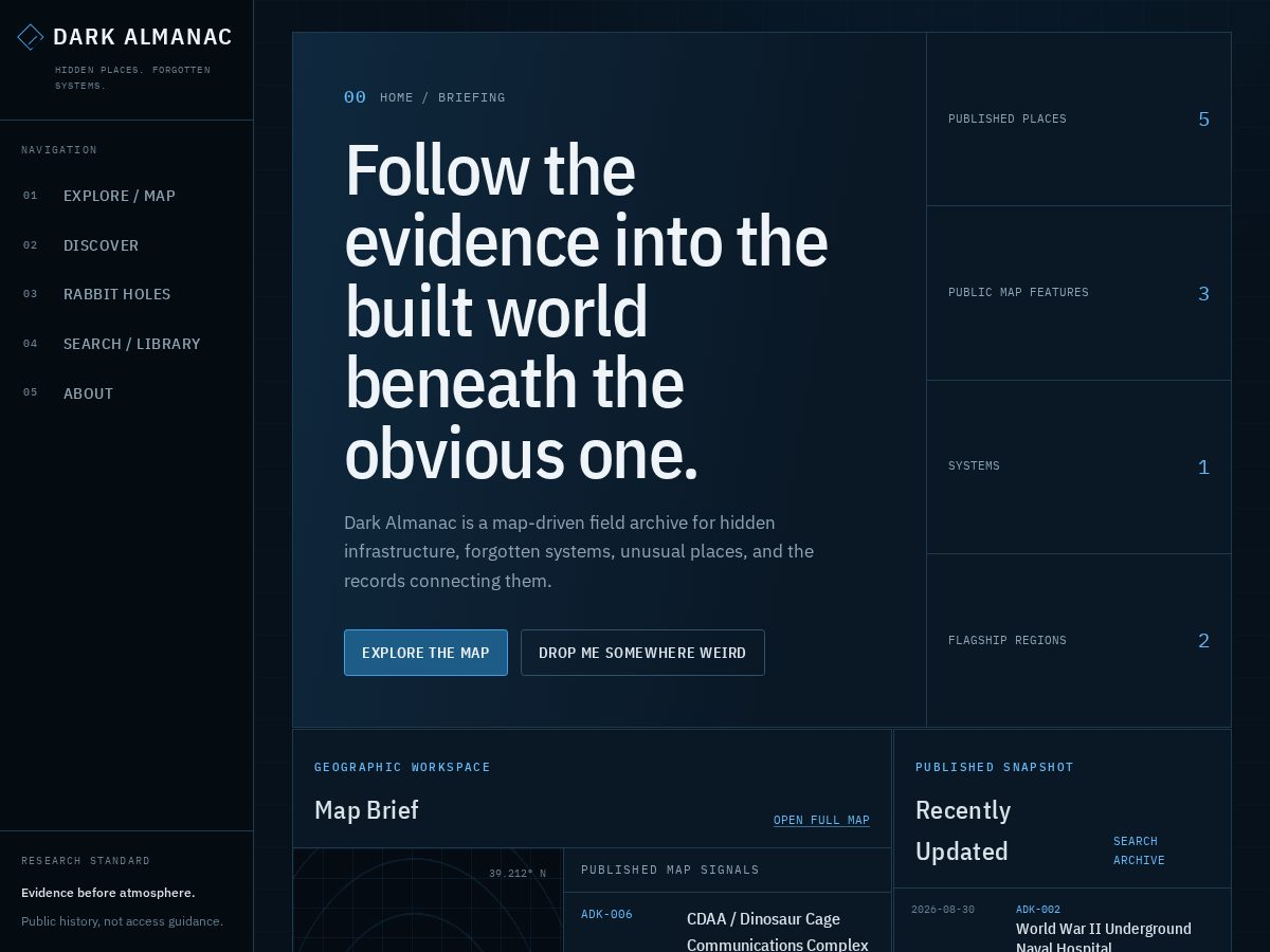 Landing-page snapshot of darkalmanac.com