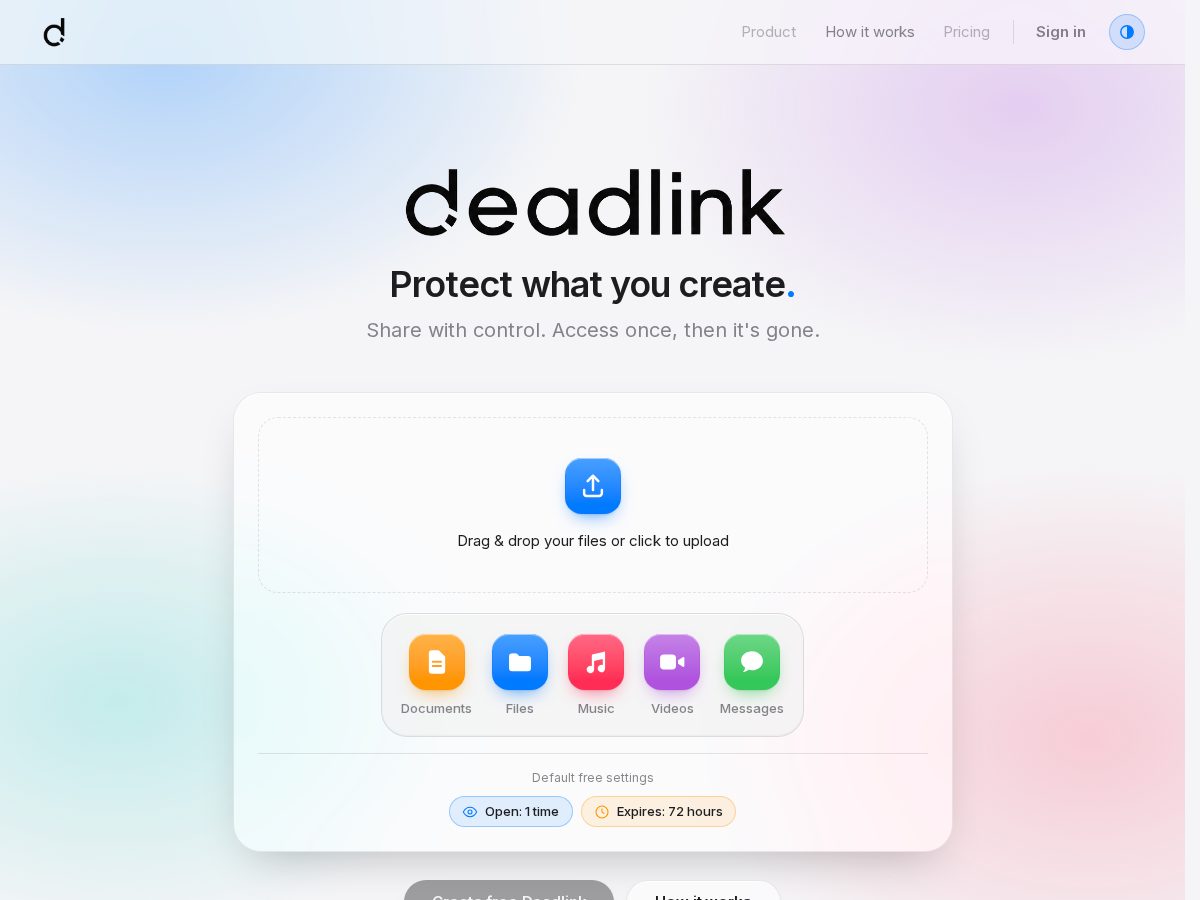 Landing-page snapshot of deadlink.wtf
