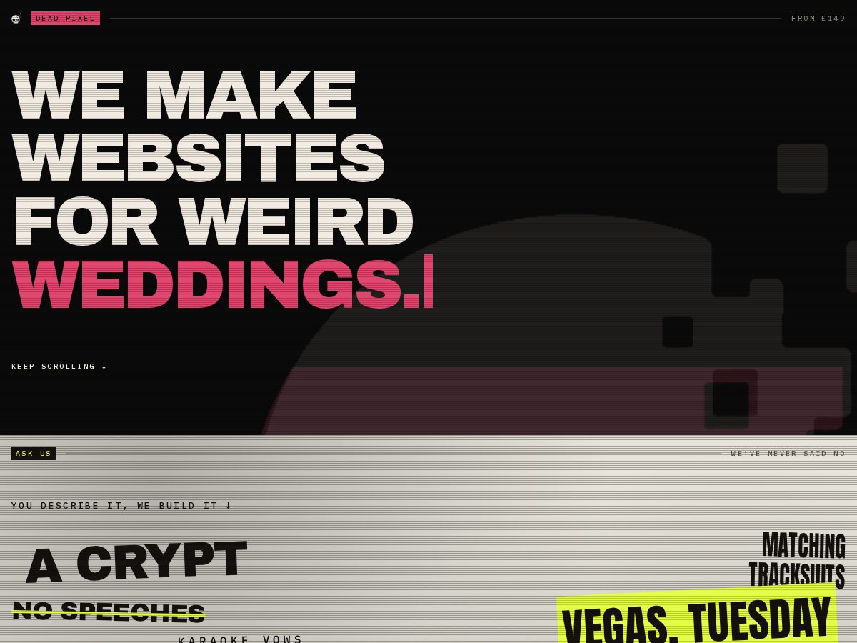 Landing-page snapshot of deadpixel.wedding