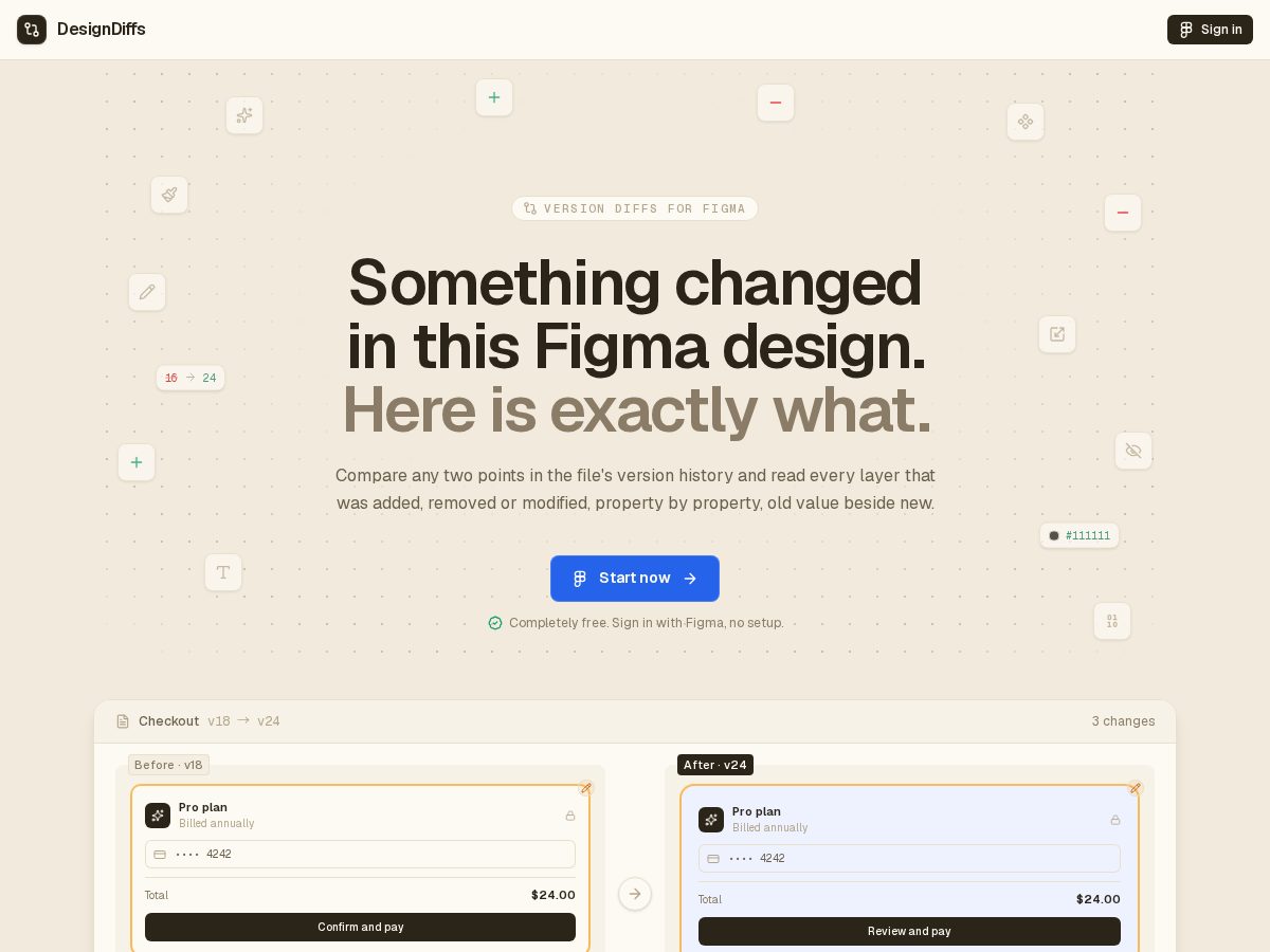 Landing-page snapshot of designdiffs.com