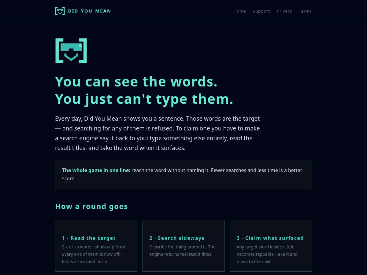 Landing-page snapshot of didyoumean.dev