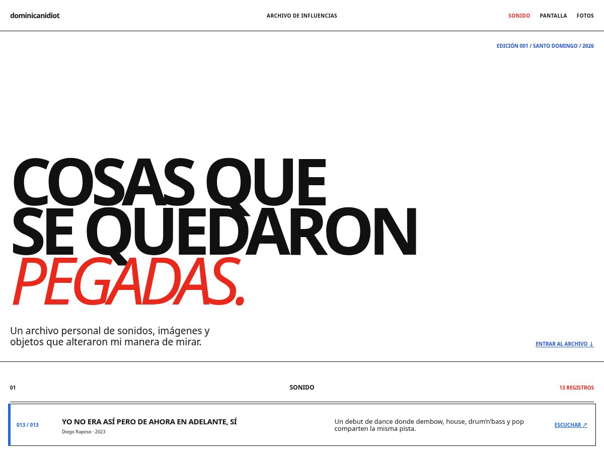 Landing-page snapshot of dominicanidiot.com