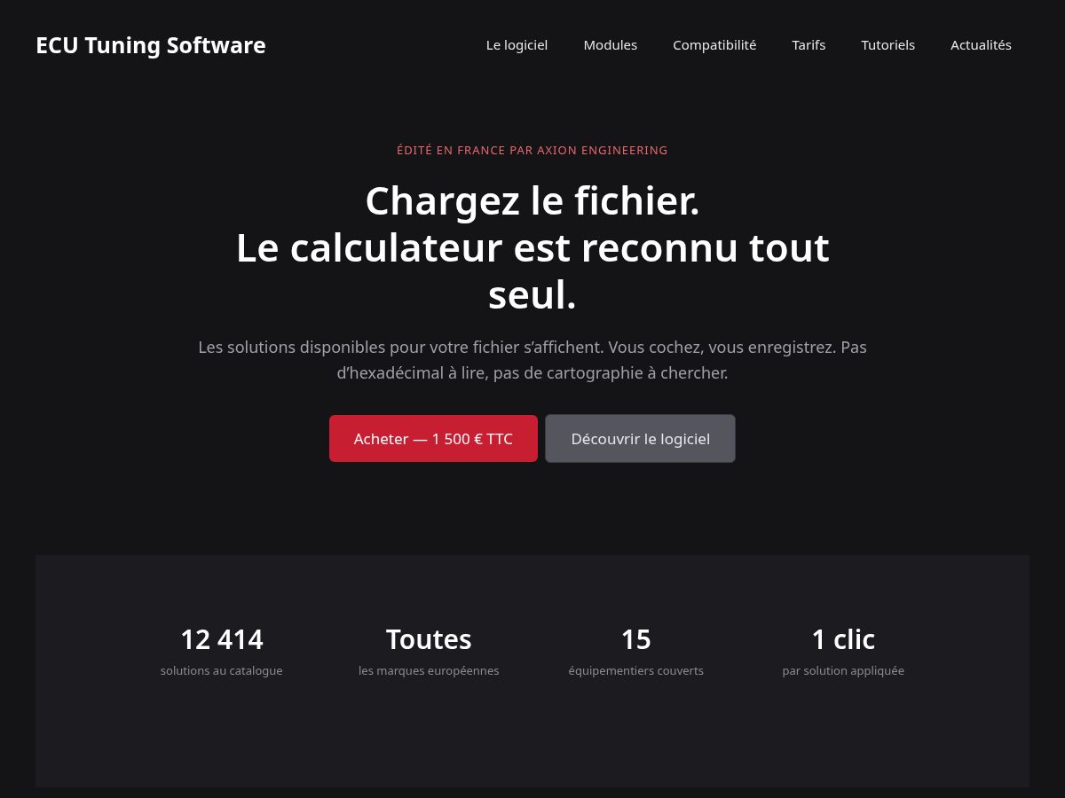 Landing-page snapshot of ecu-tuning-software.com