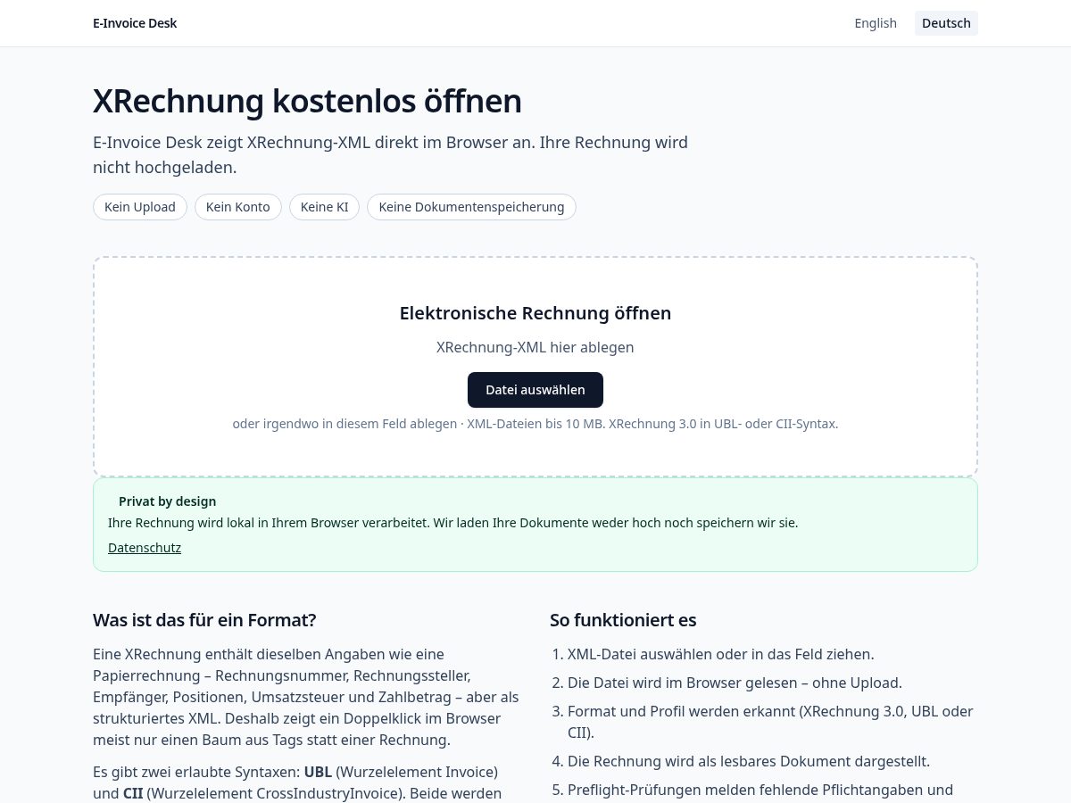 Landing-page snapshot of einvoicedesk.com
