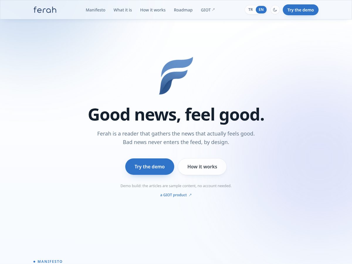 Landing-page snapshot of ferah.fun