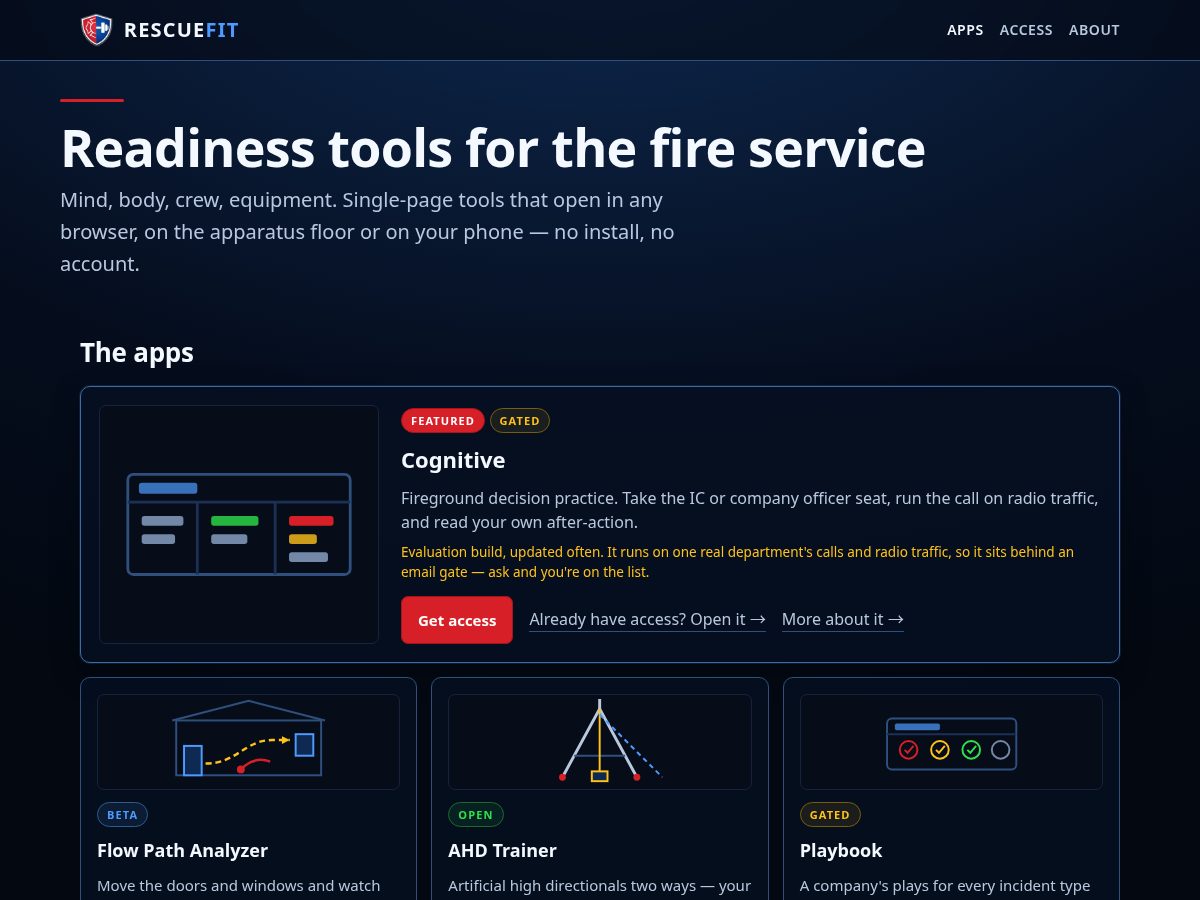 Landing-page snapshot of fireground.training