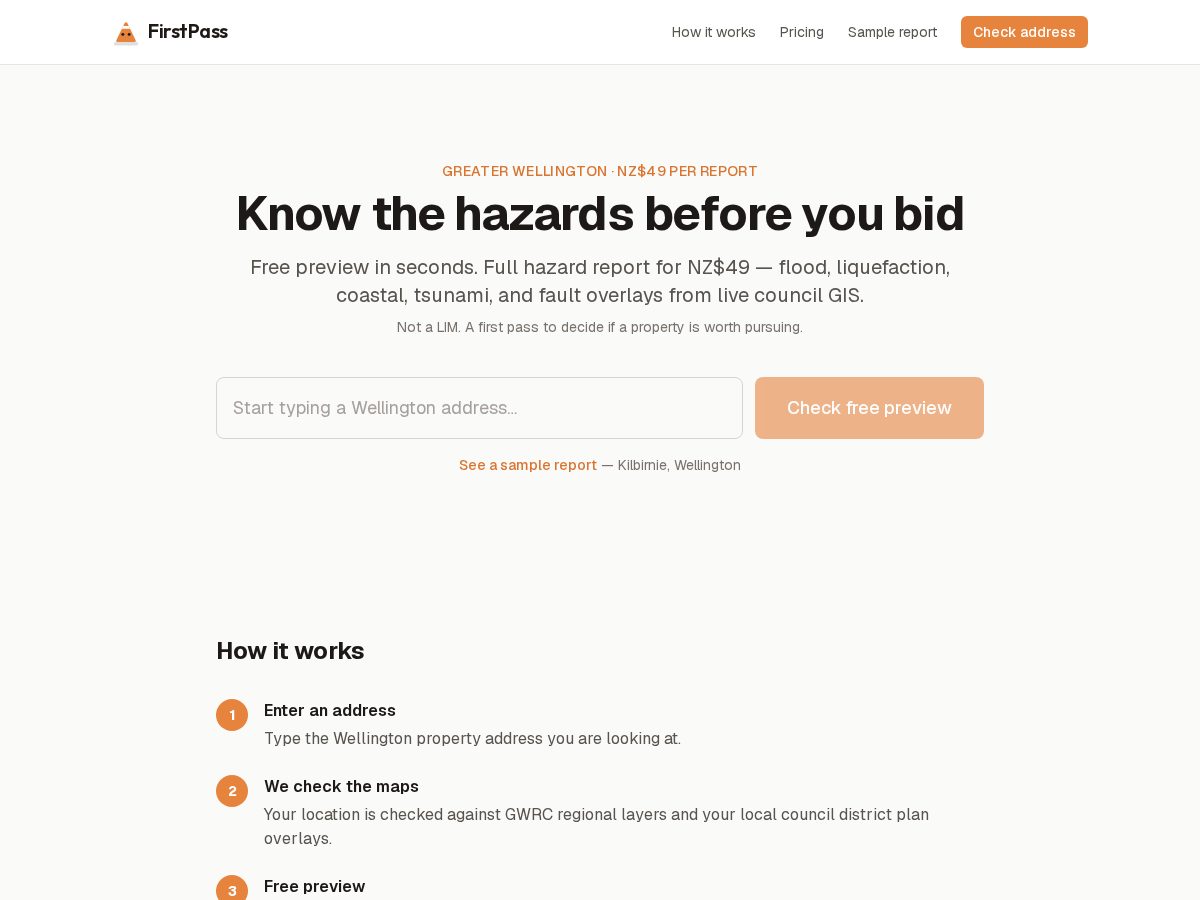 Landing-page snapshot of firstpassnz.com