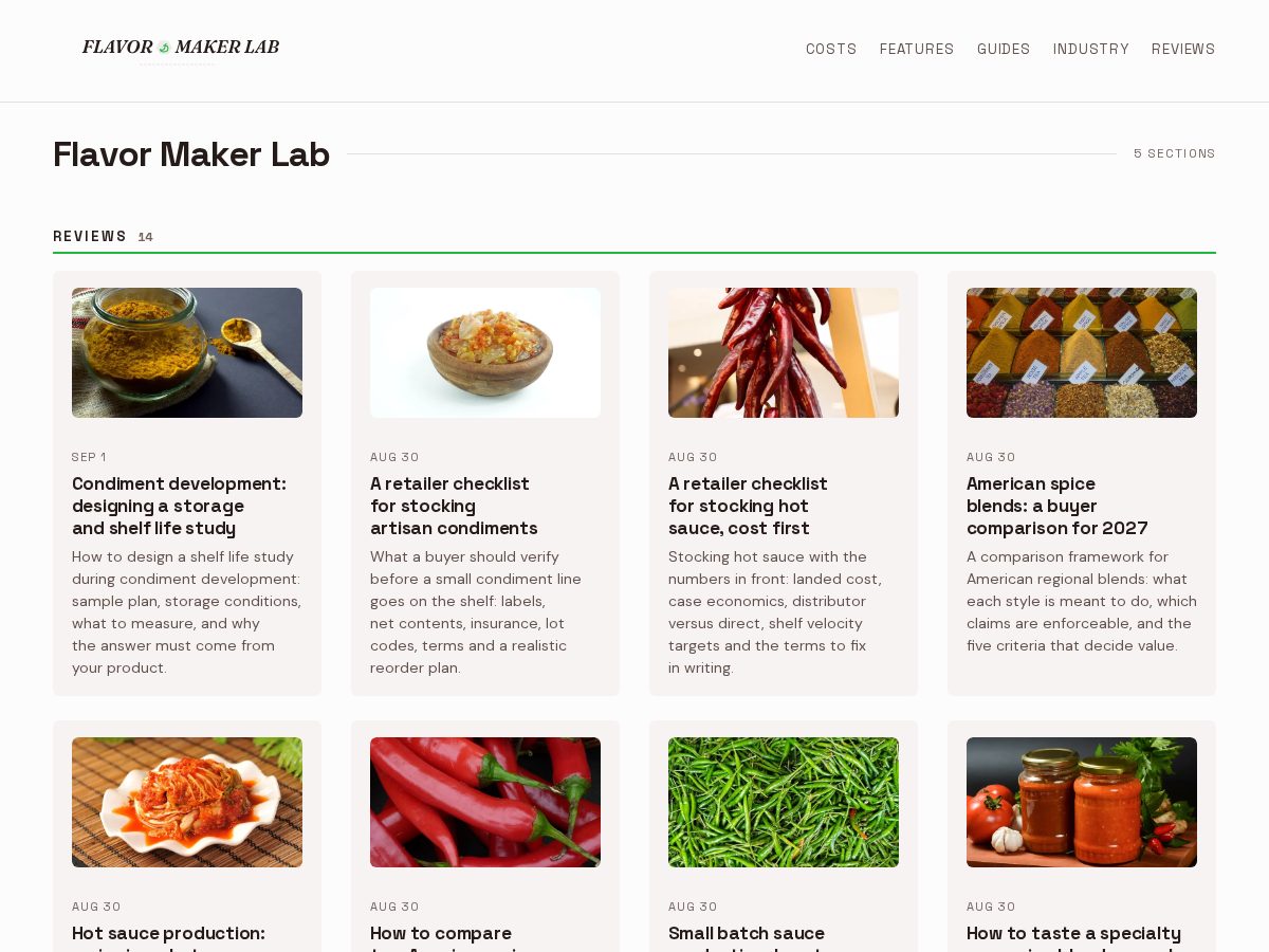 Landing-page snapshot of flavormakerlab.com