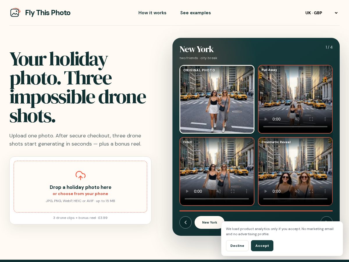Landing-page snapshot of flythisphoto.com