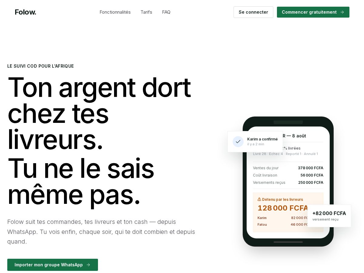 Landing-page snapshot of folow.space
