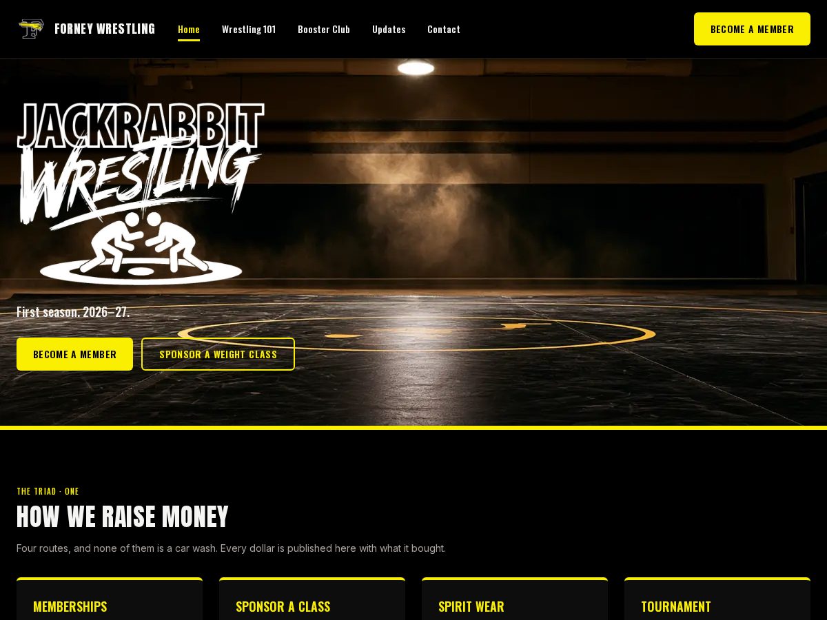 Landing-page snapshot of forneywrestling.com