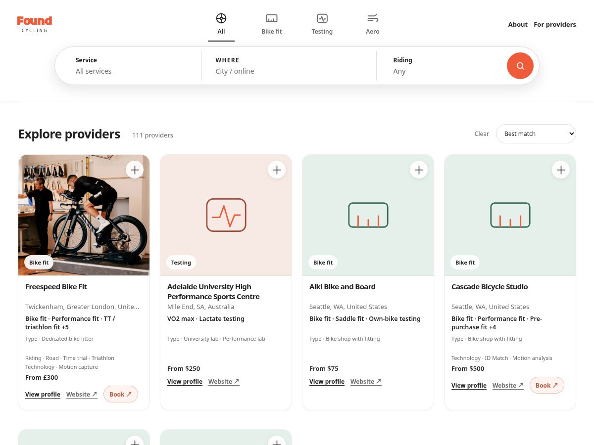 Landing-page snapshot of foundcycling.com
