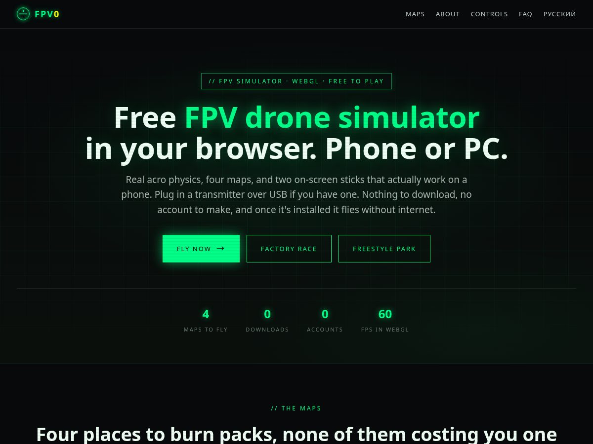 Landing-page snapshot of fpv0.com
