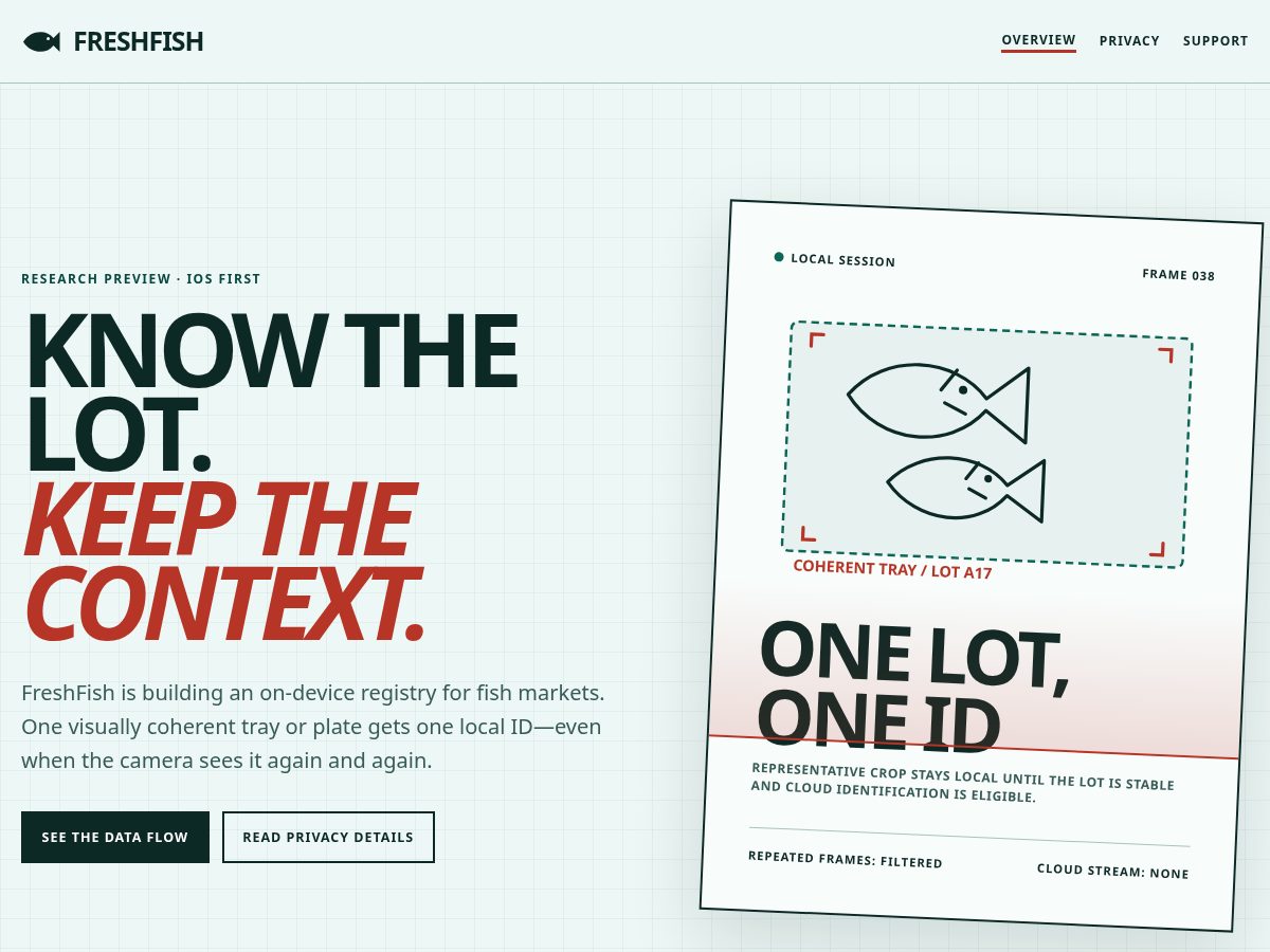 Landing-page snapshot of freshfish.dev