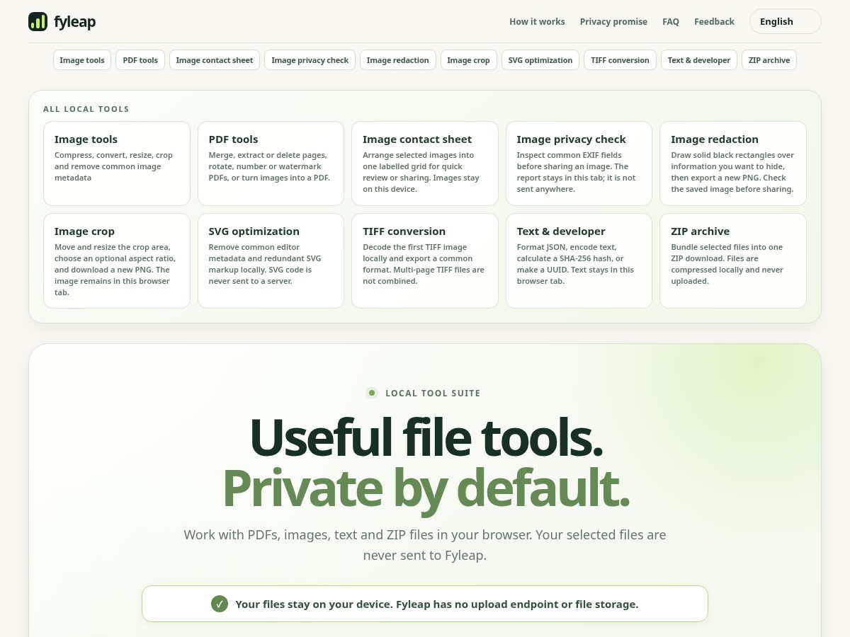 Landing-page snapshot of fyleap.com