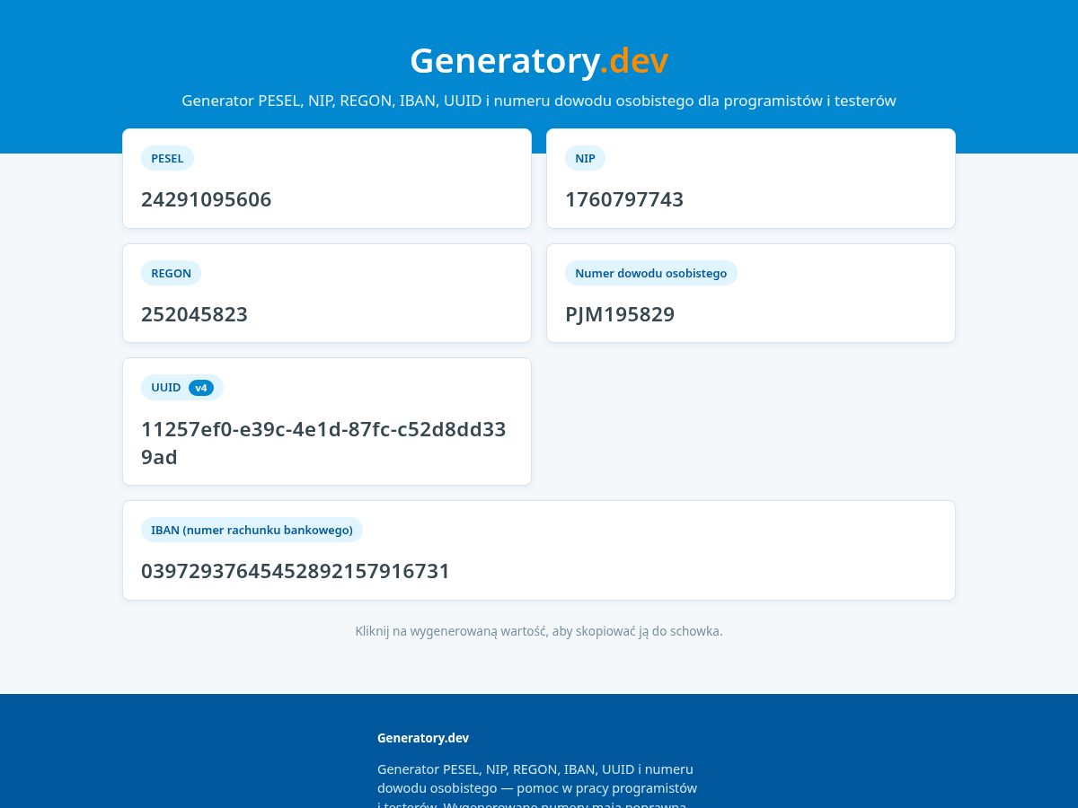 Landing-page snapshot of generatory.dev