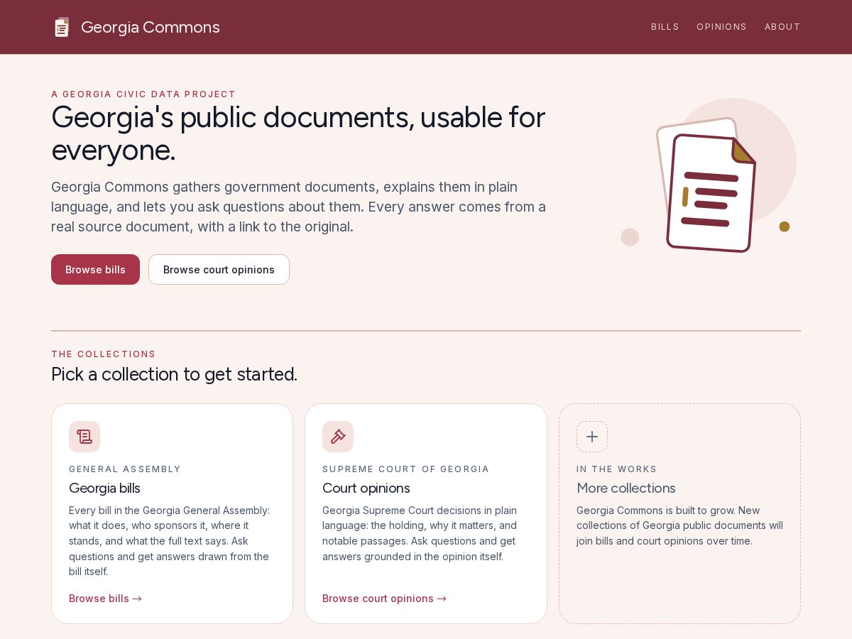 Landing-page snapshot of georgiacommons.com