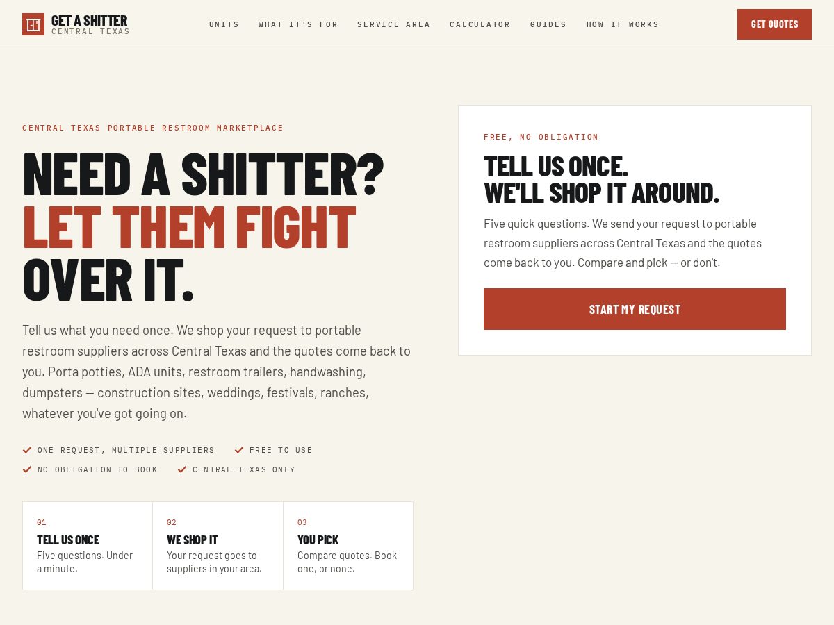 Landing-page snapshot of getashitter.com