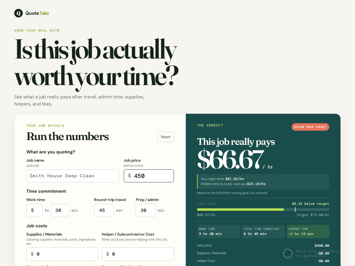 Landing-page snapshot of getquotetake.com