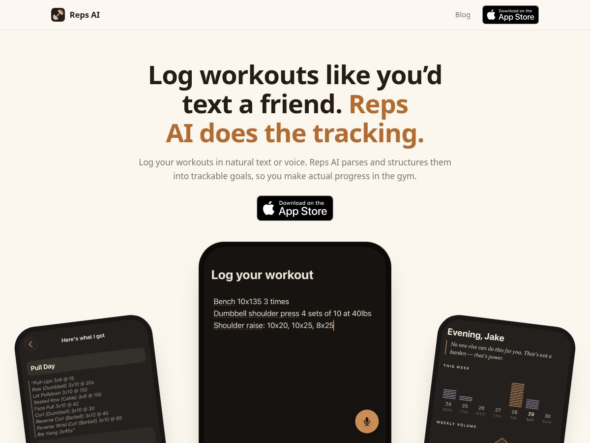 Landing-page snapshot of getrepsai.com
