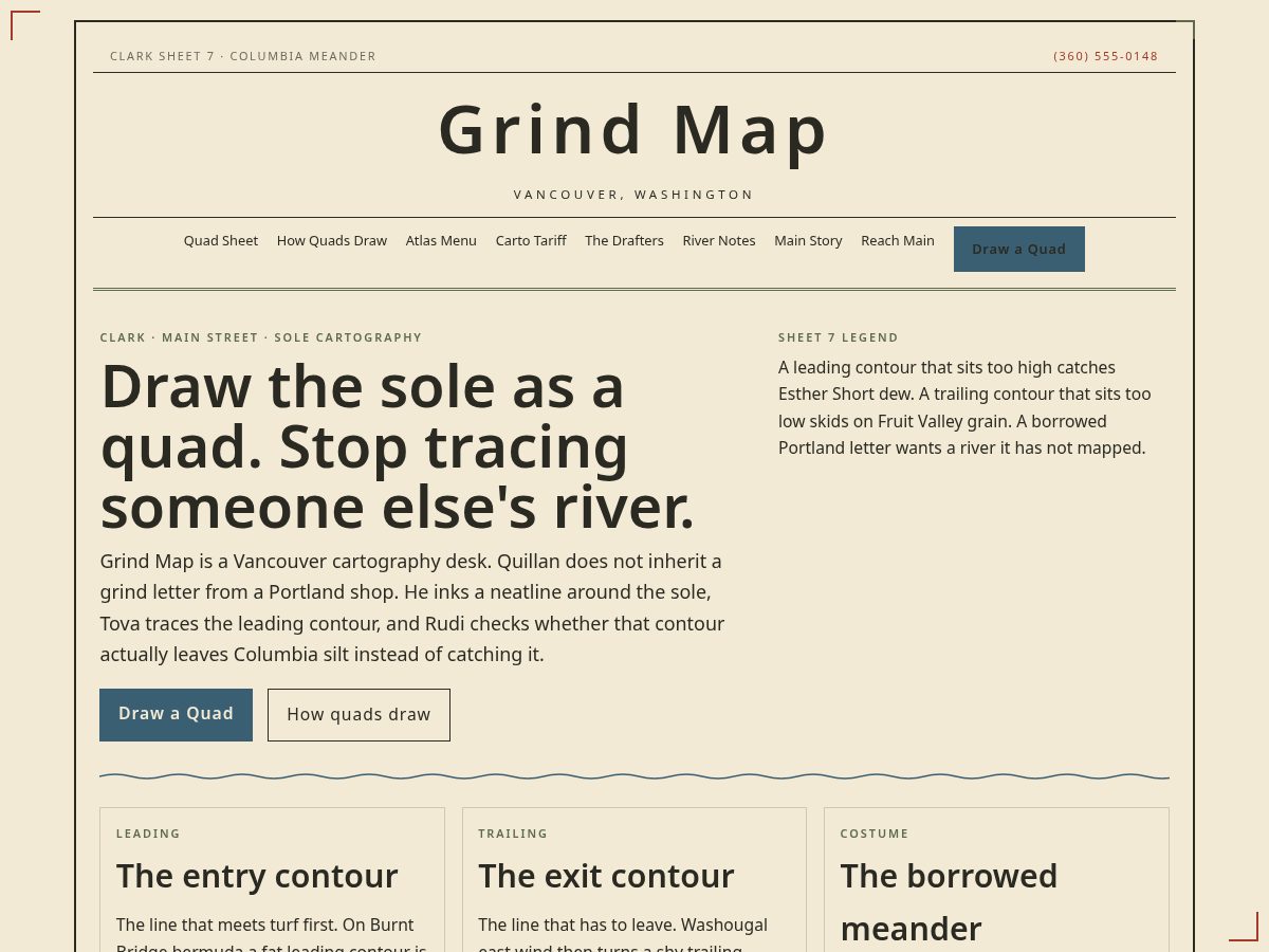 Landing-page snapshot of grindmap.click