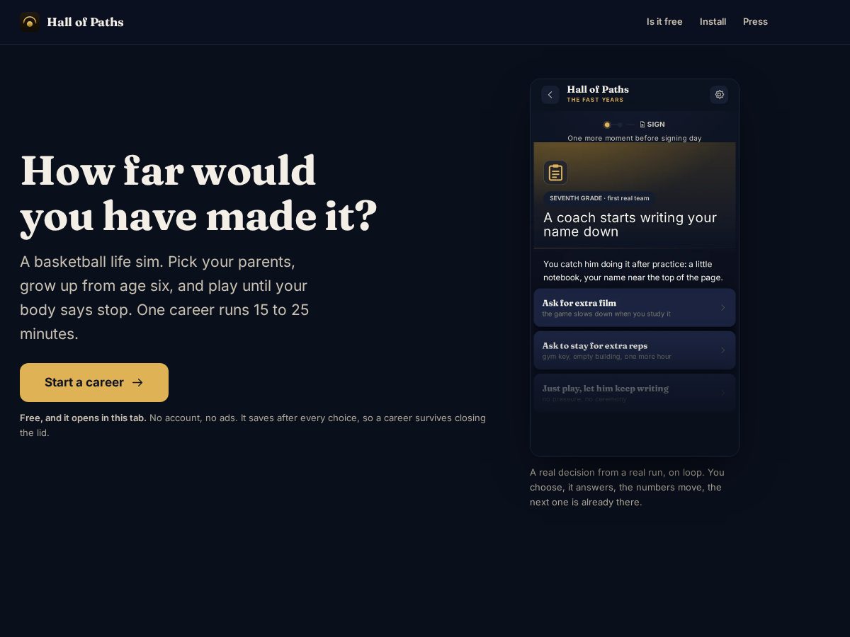 Landing-page snapshot of hallofpaths.com