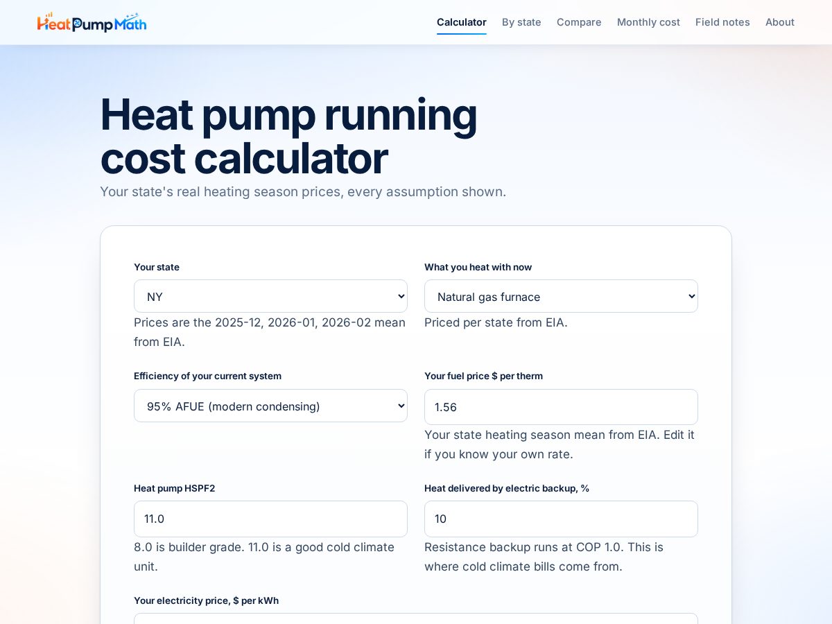 Landing-page snapshot of heatpumpmath.com