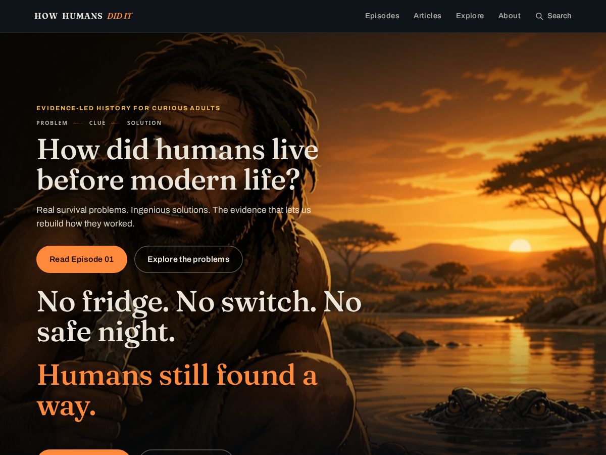 Landing-page snapshot of howhumansdidit.com