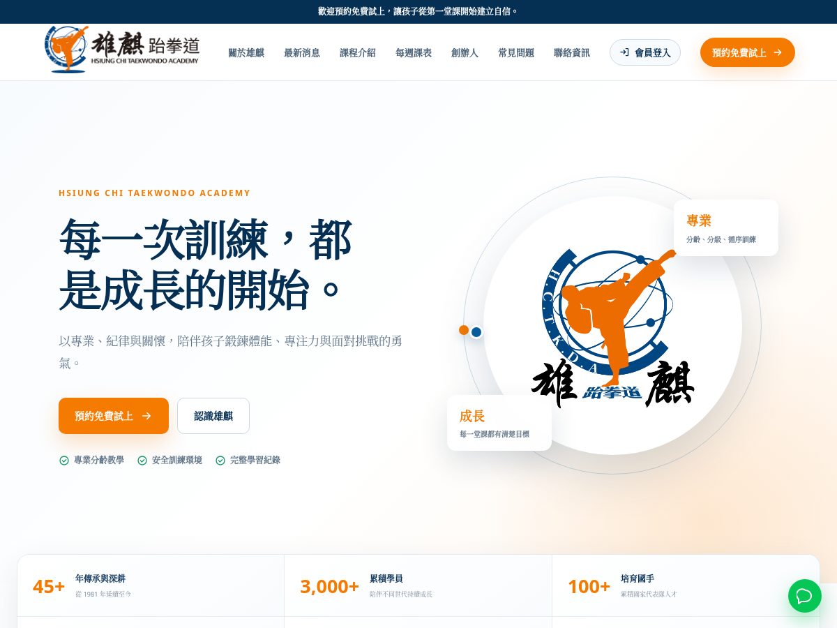 Landing-page snapshot of hsiungchitkd.com
